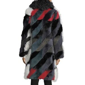 Tory Burch Red and Black Striped Teddy Jacket